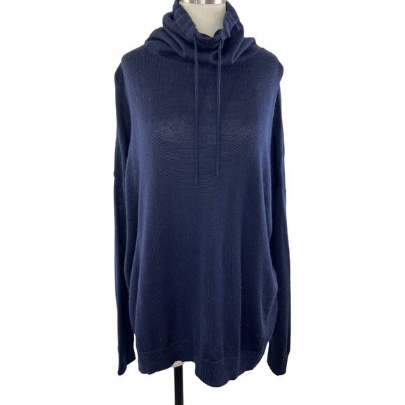 Icebreaker NOVA Navy Blue Drawstring Cowl Neck Merino Wool Sweat Sweater S Small - Picture 1 of 10